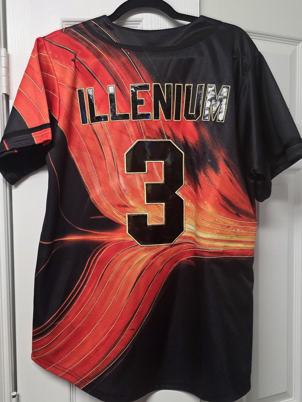 Men's Black and Red Number 3 Jersey